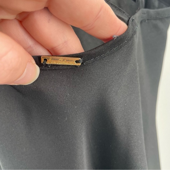 Sam Edelman Black Silky Satin VNeck Cross Tank Top Nightgown Slip Dress - Picture 6 of 6